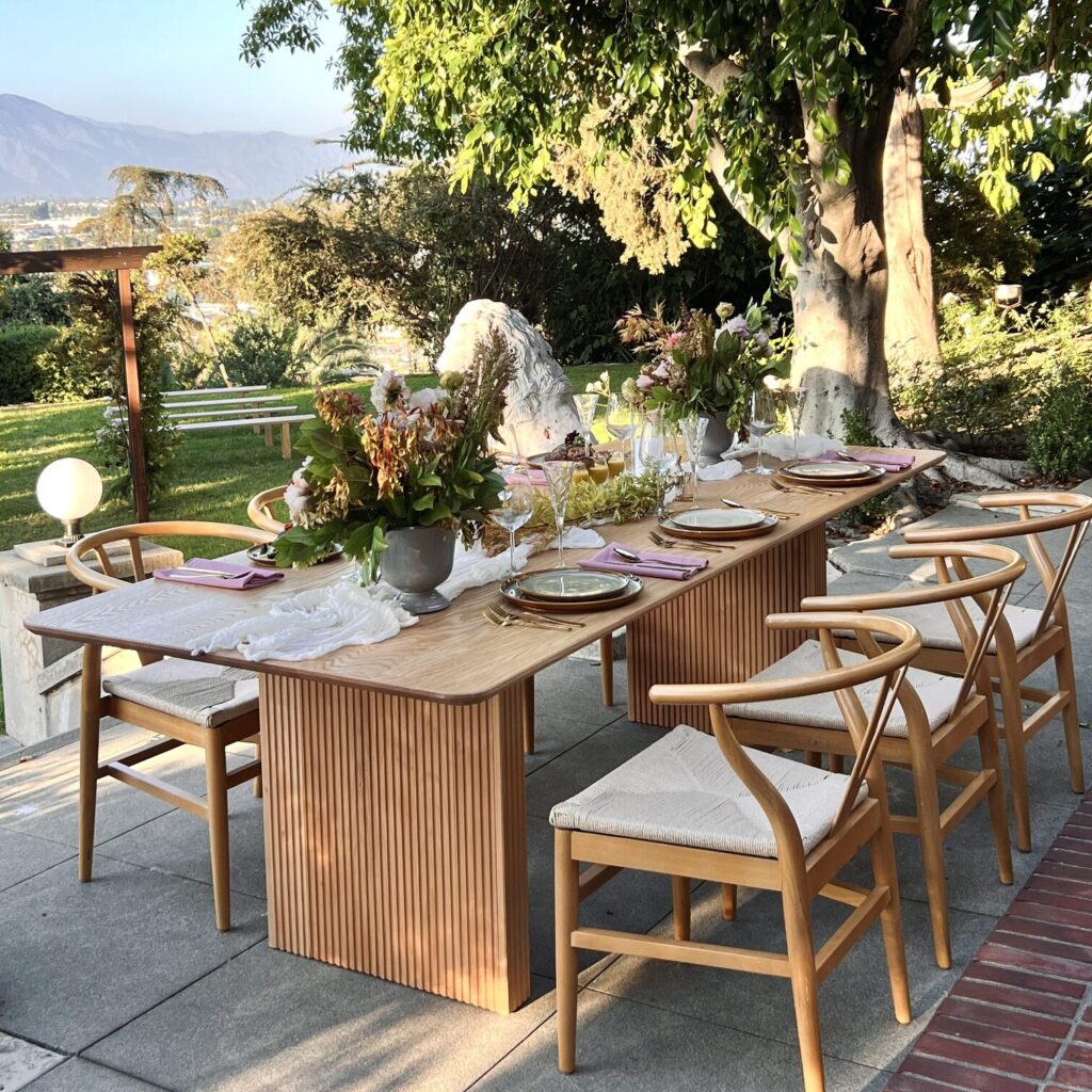 Dining setup — Carlsbad Table, Y Style Modern Chair | Vogue Rentals