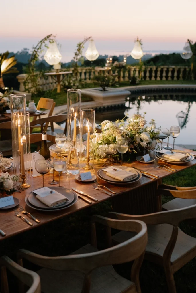 Dining setup — Carlsbad Table, Nordic Armchair | Vogue Rentals