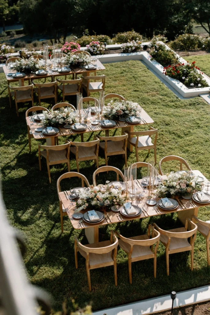 Dining setup — Carlsbad Table, Nordic Armchair | Vogue Rentals