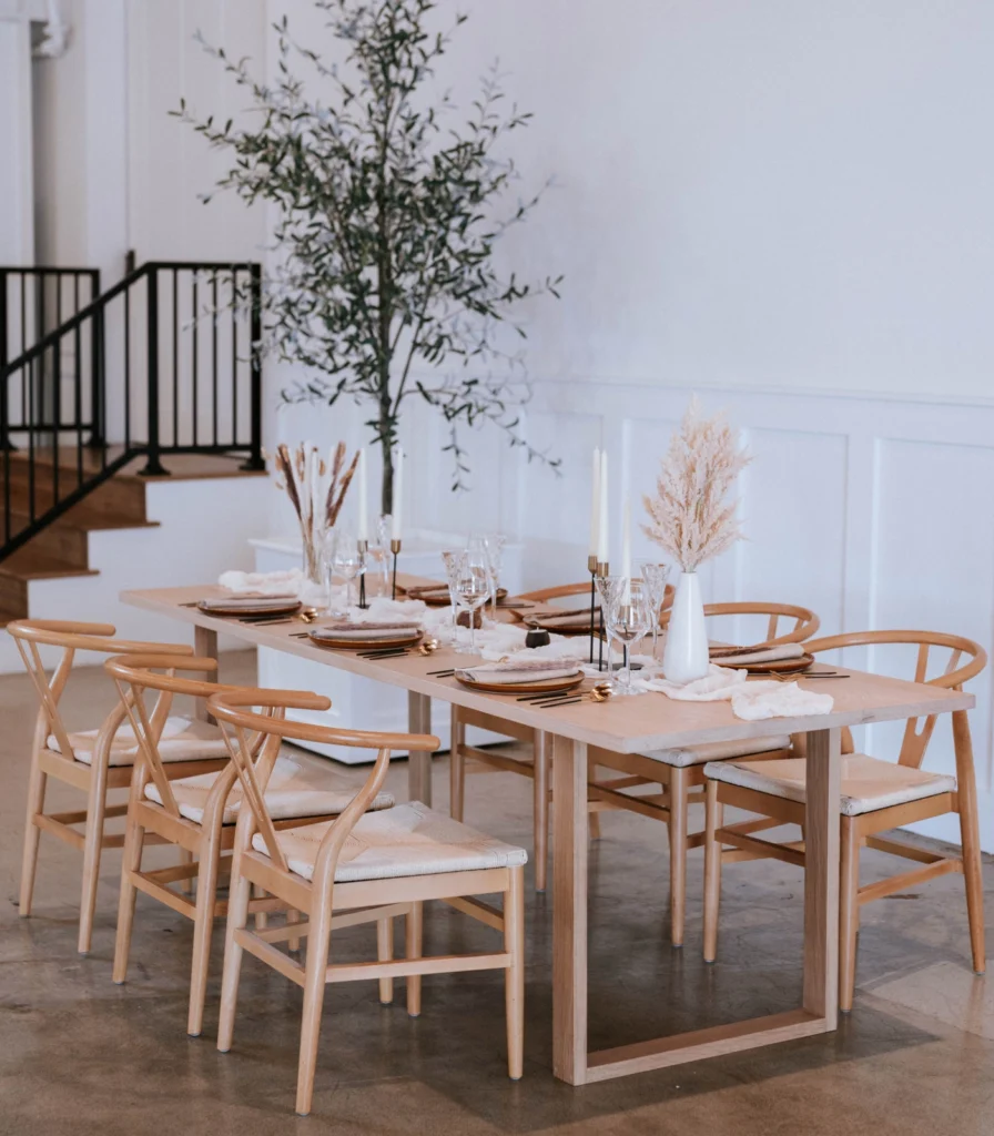 Dining setup — MANHATTAN TABLE, Y Style Modern Chair | Vogue Rentals