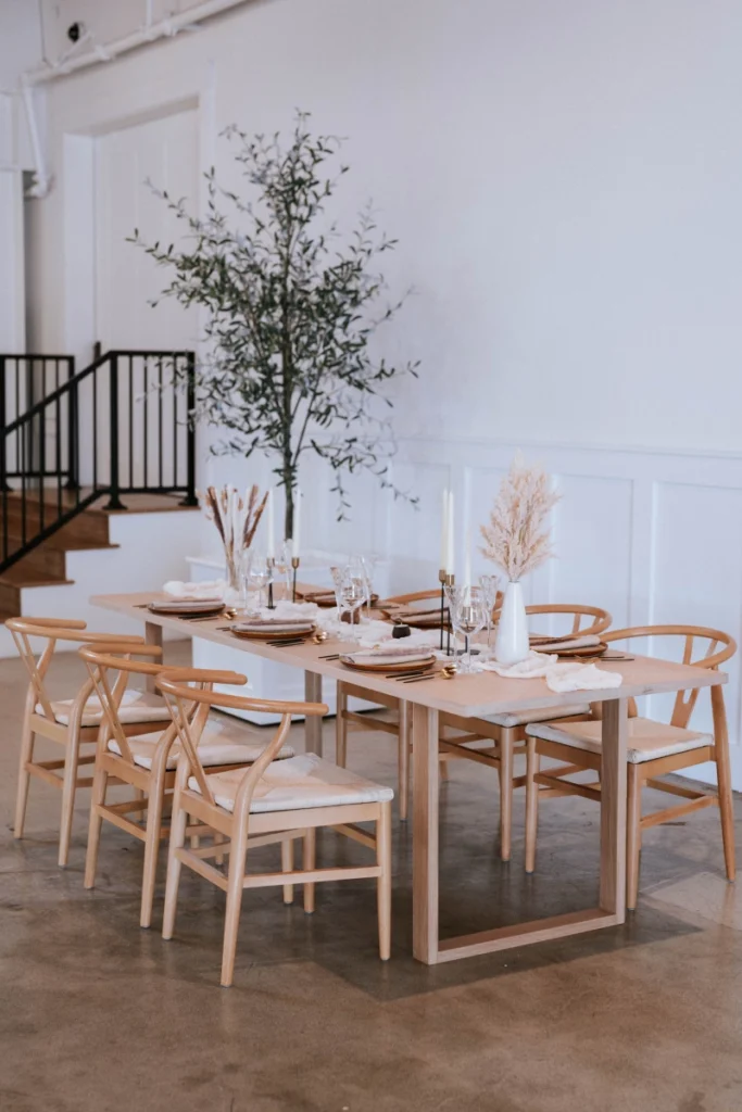 Dining setup — MANHATTAN TABLE, Y Style Modern Chair | Vogue Rentals