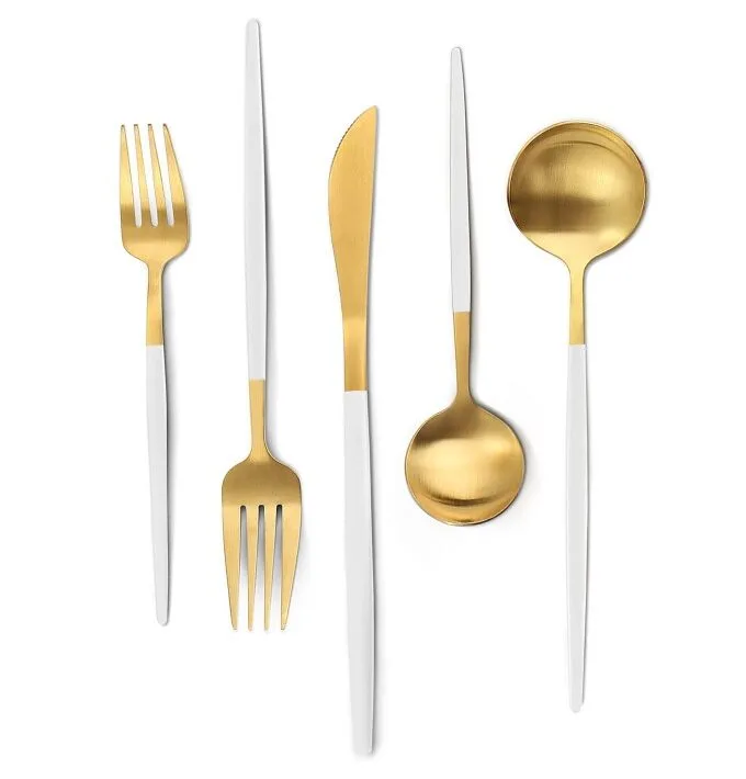Gold & White Flatware