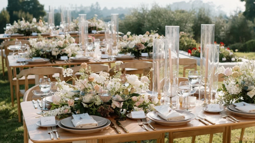 Dining setup — Carlsbad Table, Nordic Armchair | Vogue Rentals