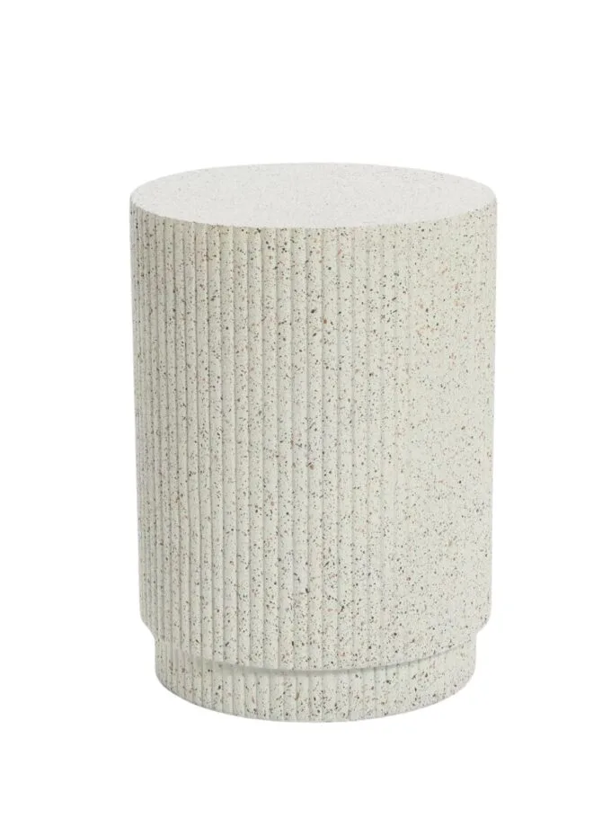 Ivory White Cement Round Side Table