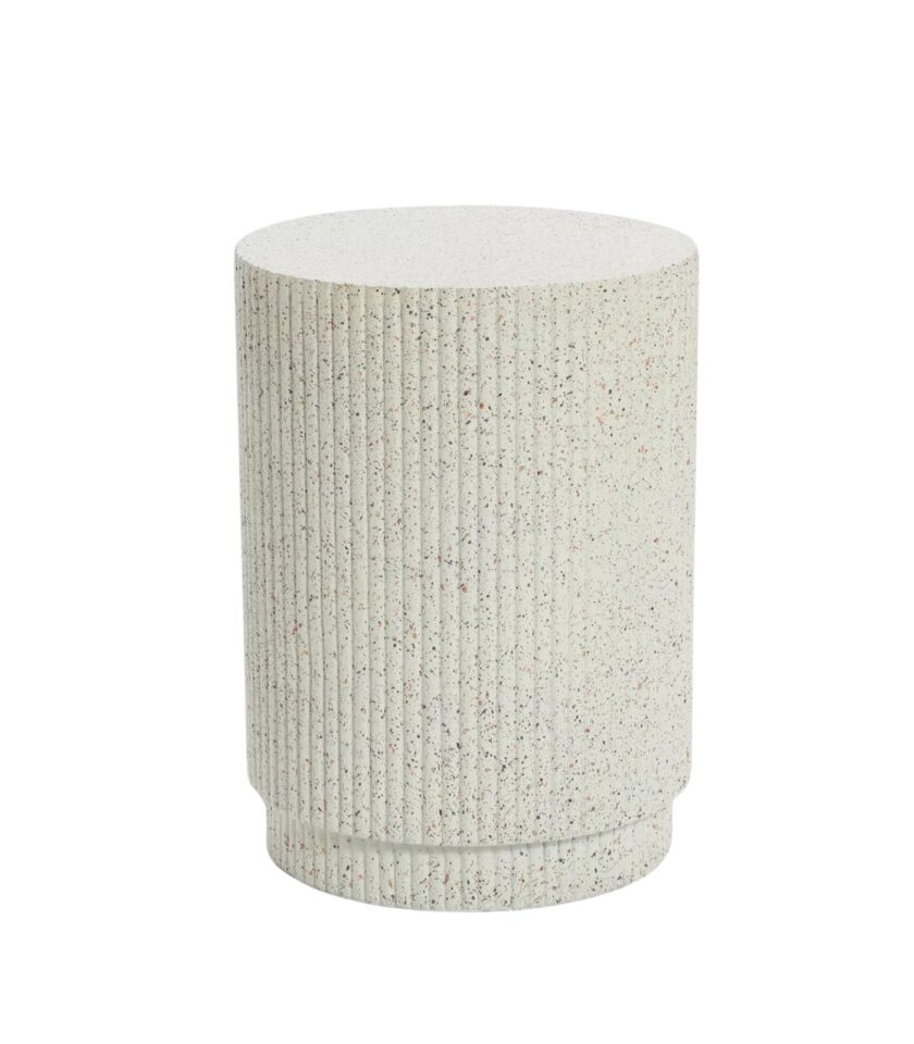 Ivory White Cement Round Side Table