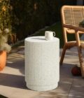 Ivory White Cement Round Side Table - Image 3